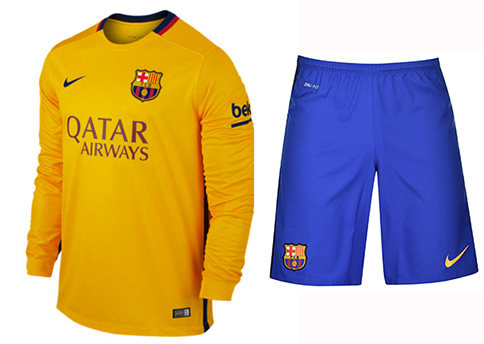 Kit Junior FC Barcelone Exterieur 2015/16 ML - Cliquez sur l'image pour la fermer