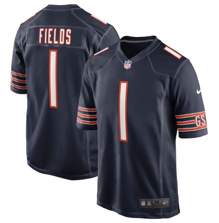 Justin Fields, Chicago Bears - Navy - Cliquez sur l'image pour la fermer