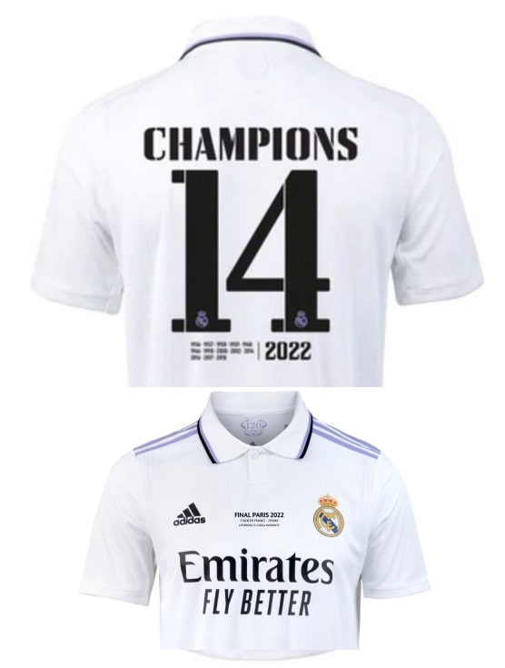 Maillot Real Madrid Domicile 2022/23 - CHAMPIONS 14 - Cliquez sur l'image pour la fermer