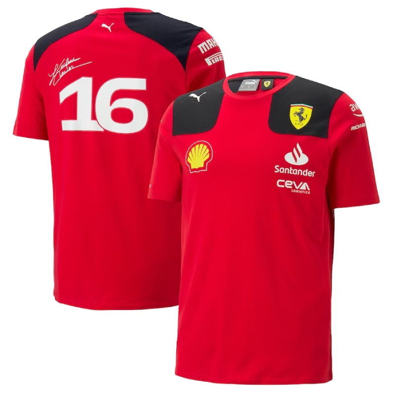 T-Shirt Équipe Scuderia Ferrari 2023 - Charles Leclerc - Cliquez sur l'image pour la fermer